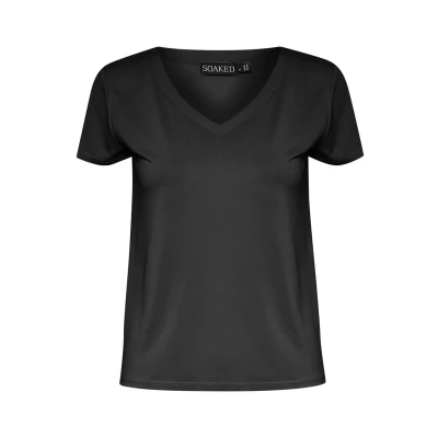 Imagen de Soaked in Luxury Columbine Vneck SS Camiseta básica, Mujer, Talla: XS, Black