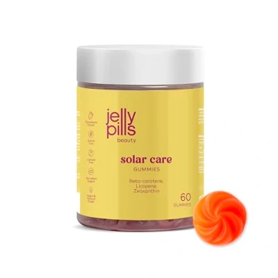 Imagen de Jelly Pills® Gominolas de Betacaroteno, Licopeno, Cobre y Vitaminas A, C E Sin Azúcares Añadidos 60 Gummies Veganas con sabor a fresa para Acelerar el Bronceado Tu Piel