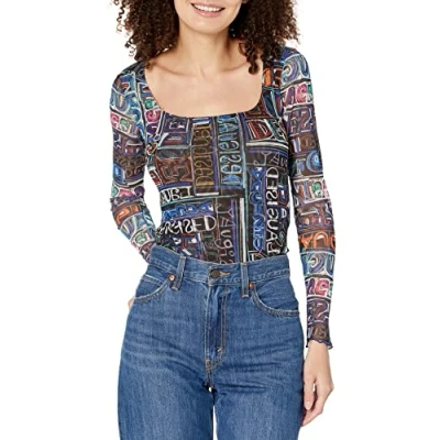 Imagen de Desigual Body_Lettering 2000 Blouse, Negro, XL para Mujer