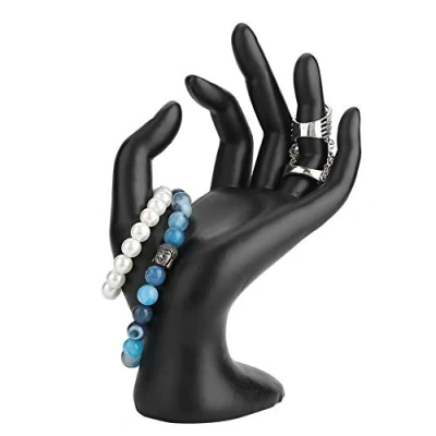 Imagen de Taidda Soporte de exhibición Anillos en Forma Mano, Negro Ok Gestos con la Mano Organizadores Joyas Pendientes Resina Pulsera Escaparate para el hogar, Venta a