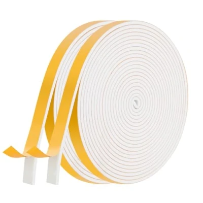 Imagen de AiQInu Burlete Ventana Corredera, Puerta 2 Rollos 12mm(W) x3mm(T) x5m(L) Espuma Adhesivo de Alta Densidad para Anti Frío, Aislante,Ruido y Colisión