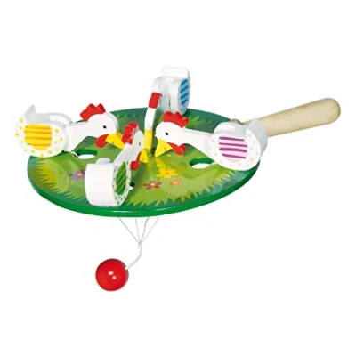 Imagen de Goki 4 gallinas picoteando Juegos y juguetes de habilidad/activos (Multicolor, Madera, 3 año(s), CE, 12,5 cm, 130 g) , color/modelo surtido