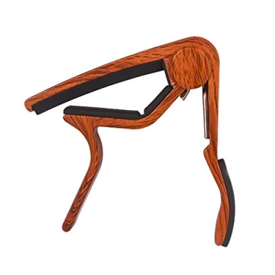 Imagen de VOARGE cejilla para guitarra, gatillo, guitarra acústica, ukelele, eléctrica, bajo con madera, púas de color