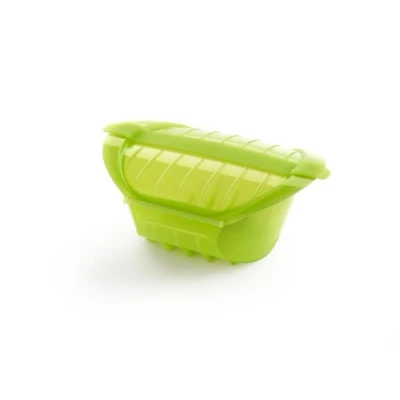 Imagen de Lékué Estuche de Vapor Hondo con Bandeja 1,2 pers., silicona platino Verde, 0.5 l