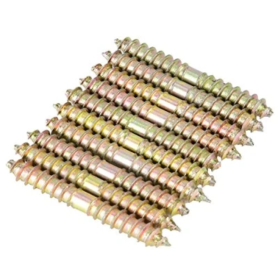 Imagen de 10 unids 6 * 50 mm tornillo de suspensión espiga doble terminación tornillos autorroscantes roscados carpintería muebles conector pernos varillas