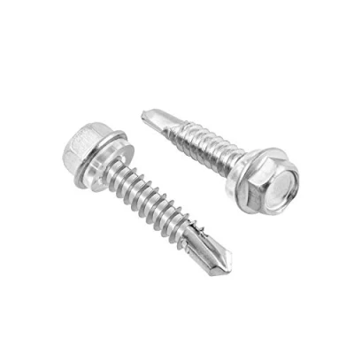 Imagen de QWORK® Paquete de 50 tornillos autotaladrantes acero inoxidable 6.3 mm x 32 con arandela