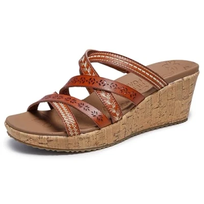 Imagen de Skechers Women&#039;s Beverlee Tiger Posse Bohemian Embroidered Multe Strap Wedge Sandal