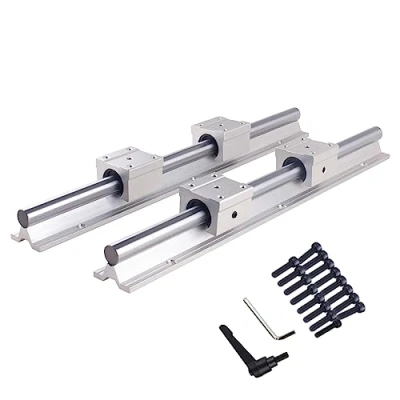Imagen de CNCYEAH 2 guías lineales SBR12 de 300 mm con asas, unidades carril deslizante eje + 4 bloque lineal SBR12UU, juego rieles para impresora 3D CNC