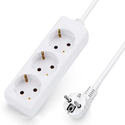 Imagen de Aigostar Regleta alargador de 3 enchufes con cable 5 metros,color blanco