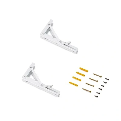 Imagen de Emuca Soportes plegables para estante, Lote de 2 escuadras abatibles, 203mm, carga máx. 40kg, Pintado blanco, Acero