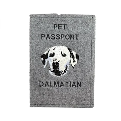 Imagen de Art Dog Funda para Pasaporte Perros de Fieltro Hecha a Mano con Patrón Bordado Viaje Mascotas 17x12,5cm Dalmatian