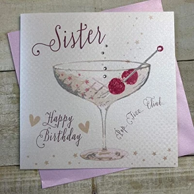 Imagen de WHITE COTTON CARDS B103 SIS Tarjeta de cumpleaños hecha a mano para hermanas