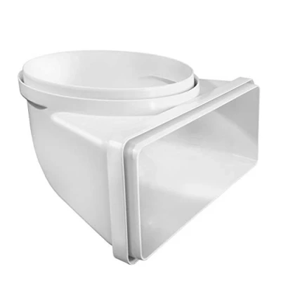 Imagen de La Ventilación CGV229B Curva vertical de tubo redondo ø 150 mm a rectangular 220 x 90 en ABS. Color blanco.