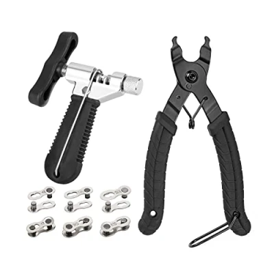 Imagen de herramienta de la cadena bicicletas + Divisor interruptor cadena+ 6 pares bicicleta que falta enlace, Kit herramientas reparación cadenas profesional