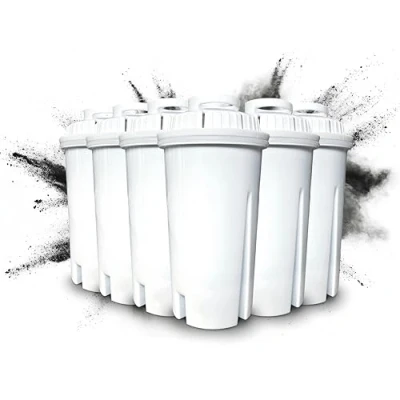 Imagen de CASO Filtros de agua repuesto (juego 6 unidades) para dispensadores caliente, mejora la calidad del agua, reducción cal, cloro y contaminantes, principio filtración 5 capas