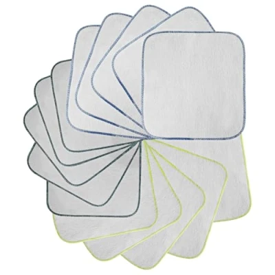 Imagen de Manoplas de franela algodón orgánico 15 unidades 21 cm x paños reutilizables para bebés como reemplazo toallitas húmedas pequeñas toallas lavables