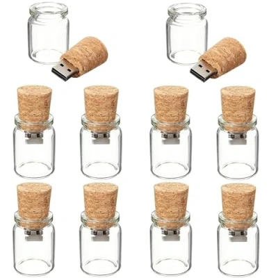 Imagen de 10 Piezas Botella Corcho Vaso 2.0/2GB Cork Glass Bottle Memoria Almacenamiento de Datos USB Flash Pen Drive Memory Stick Transparente
