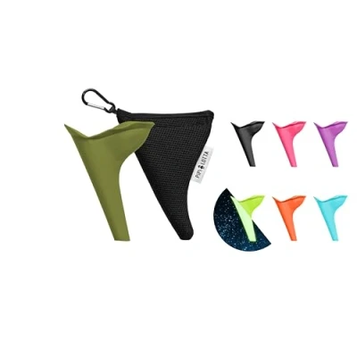 Imagen de PiPiLOTTA® Urinario femenino para viajes, ayuda al orinal de pie festivales, camping, viajes con funda protectora, reutilizable Urinella mujeres (oliva)