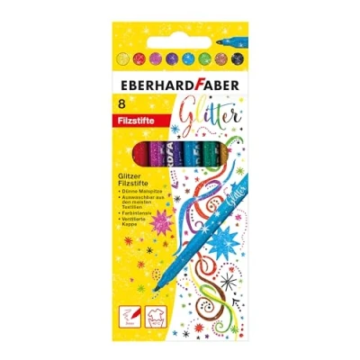 Imagen de Eberhard Faber 551008 Juego de rotuladores con purpurina, 8 lápices colores punta fina en estuche cartón