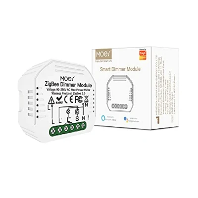 Imagen de MOES ZigBee Mini Smart Alexa regulador de luz, módulo relé, interruptor inalámbrico LED, compatible con Life Tuya Amazon Google Home. Funciona solo Hub