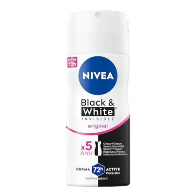 Imagen de NIVEA Black &amp; White Invisible Original Spray Pocket en pack de 6 (6 x 100 ml), desodorante antitranspirante para cuidado femenino, con protección 48h