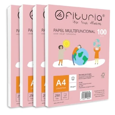 Imagen de Paquete de folios A4 100gr con 1000 Hojas Blancas, Papel Multifuncional para Uso Escolar y Entornos Laborales. Ideal impresoras láser, inyección o fotocopiadoras Ofituria