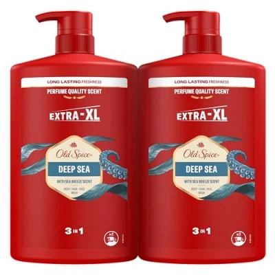 Imagen de Old Spice Deep Sea Gel Y Champú Para Hombres, 3 En 1: Pelo, Cara Cuerpo, 2000 ml. Excepcional Aroma Fresco Duradero