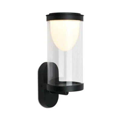 Imagen de BRILONER aplique LED sin conexión eléctrica táctil, batería recargable sustituible, de pared exterior, 24x12x10 cm, negro