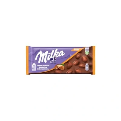 Imagen de Milka, Tableta de Chocolate con Leche los Alpes Almendras Enteras, 100g