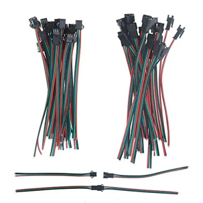 Imagen de alitove 20 conjuntos de 3 pines JST SM macho hembra enchufe LED conector cable 15 cm AWG alambre para WS2812B WS2812 WS2811 sk6812 rgbw tira luz