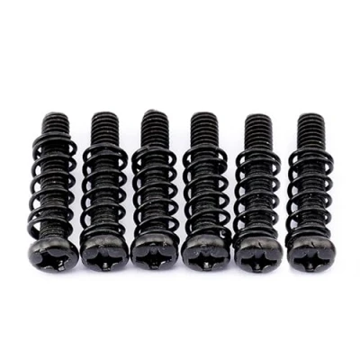 Imagen de Musiclily Pro Métrico M3x16mm Tornillos y Muelles Entonación de Selleta Acero para Puente Trémolo Guitarra Eléctrica tipo Strat Importación, Negro (Juego 6)