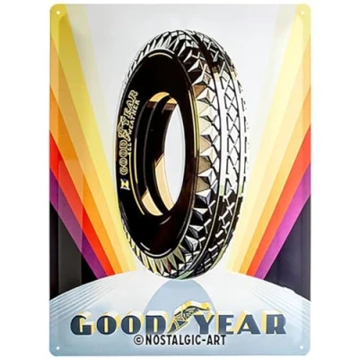 Imagen de Nostalgic Art Cartel de Chapa Retro Goodyear Wheel Idea Regalo para los Fans Coches y Las Motos, metálico, Diseño Vintage, 30 x 40 cm