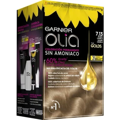 Imagen de Olia Garnier Coloración Permanente sin Amoniaco, con Aceites Florales de Origen Natural Tono 7.13 Rubio Canela, 1
