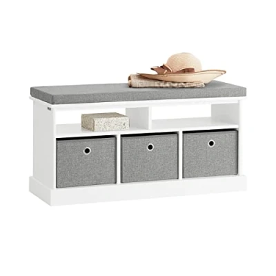 Imagen de SoBuy FSR67 HG Banco de Almacenamiento,Zapatero con 3 cajones para Guardar y Ordenar