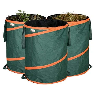 Imagen de Gardebruk 3x Sacos para Desechos de Jardín XL hasta 30Kg 165L 70x55 Saco Plegable Hidrófugo Asas y Cordón