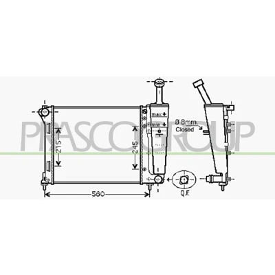 Imagen de PRASCO FD008R001 Radiador, refrigeración del motor Aluminio 479 415 23 Con acoplamientos rápidos Aletas unidas mecánicamente