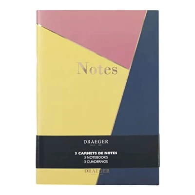 Imagen de DRAEGER PARIS 1886 Cuaderno de notas (A5, a rayas, 3 unidades), color azul, rosa y amarillo (44002077)