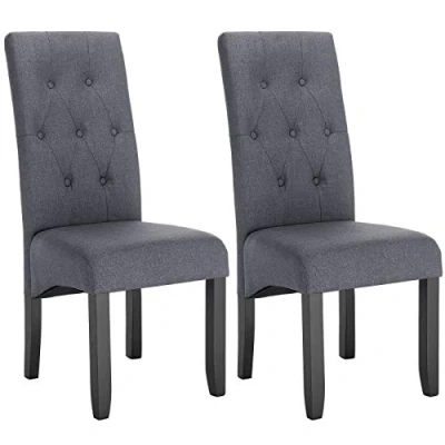 Imagen de WOLTU Sillas de Comedor Set 2 Cocina Estructura Madera Sillón Asiento Acolchado Tapizado en Lino Gris Oscuro BH106dgr