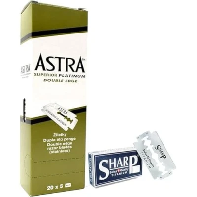 Imagen de Razor Blades Club 100 cuchillas Astra Platinum y 5 Sharp Titanium