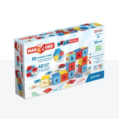 Imagen de Geomag, Magicube Math Building Clips, Juegos Magnéticos Aptos para Niños Mayores de 3 Años, Juego Aprender Inglés, Paquete 55 Piezas
