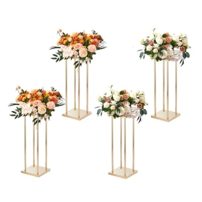 Imagen de VEVOR Soportes para Flores de Boda 4 Piezas Estante Alto 60 cm Florero Geométrico Soporte Exhibición Floral Laminado Recepción Eventos, Decoración Fiestas, Bodas