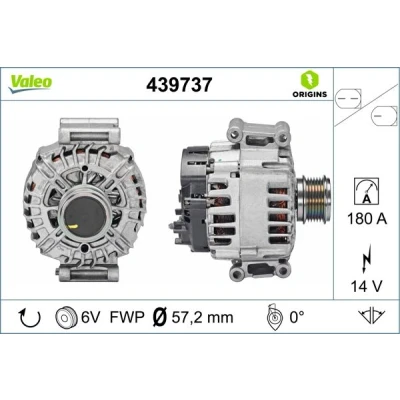 Imagen de VALEO 439737 Alternador 14V 180A VOLKSWAGEN: Sharan II, Golf 7, Tiguan SKODA: Octavia 3 Combi, Superb III Familiar, Hatchback