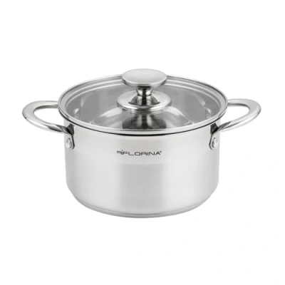 Imagen de FLORINA Olla Acero Inoxidable (2,5 l) I 18 cm de Diámetro Ahorradora Energía FALCON con Tapa Vidrio y Escala Medidora Todos los Tipos Cocinas Apta para Lavavajillas