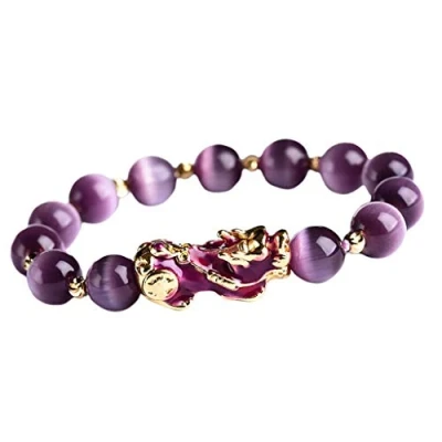 Imagen de freneci Pulsera PIXIU Púrpura para Mujeres Y Hombres, Trae Suerte, Valiente Riqueza, Feng Shui, Buena Suerte
