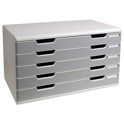 Imagen de Exacompta Mueble archivador con 5 cajones (tamaño A3), color gris perla