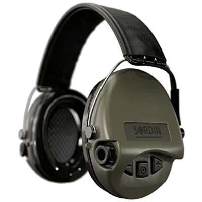 Imagen de Sordin Pro Cascos Auriculares Ultrafinos Electrónicos Orejeras de Protección Auditiva Diseño Extraplano para Cazadores Tiradores y Aficionados a la Caza 75302 S