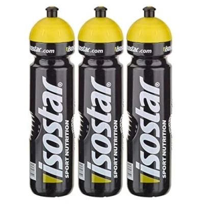 Imagen de Isostar Sport Drinking Bottle 1000 ml BPA free Botella de agua para correr, montar en bicicleta, gimnasio, senderismo Cierre práctico y estanco push &amp; pull (3x1000 ml)