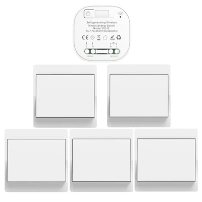 Imagen de Cerhot 220v interruptores inalambricos autoalimentado cinetico interruptor sin cable bateria rf remoto pulsador inalambrico conmutador luz para iluminacion del hogar
