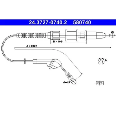 Imagen de ATE 24.3727 0740.2 Cable de Freno Mano 2022 con accesorios OPEL: Vectra A Berlina