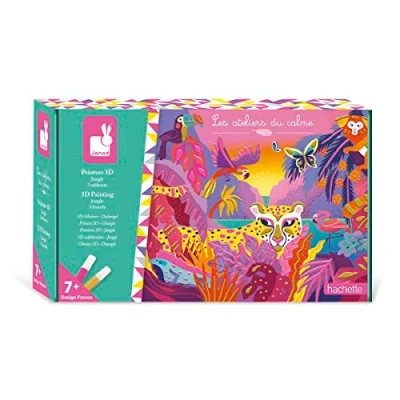 Imagen de Janod Pintura 3D Jungla Les Ateliers du Calme Manualidad Creativa Oro y Rosa Fluorescente Motricidad Fina Concentración A Partir de 7 Años, J07950